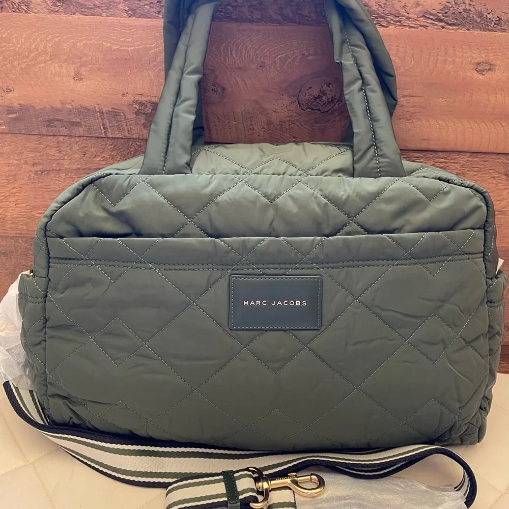 MARC JACOBS Quilted Travel Duffel in Dark Green NWT